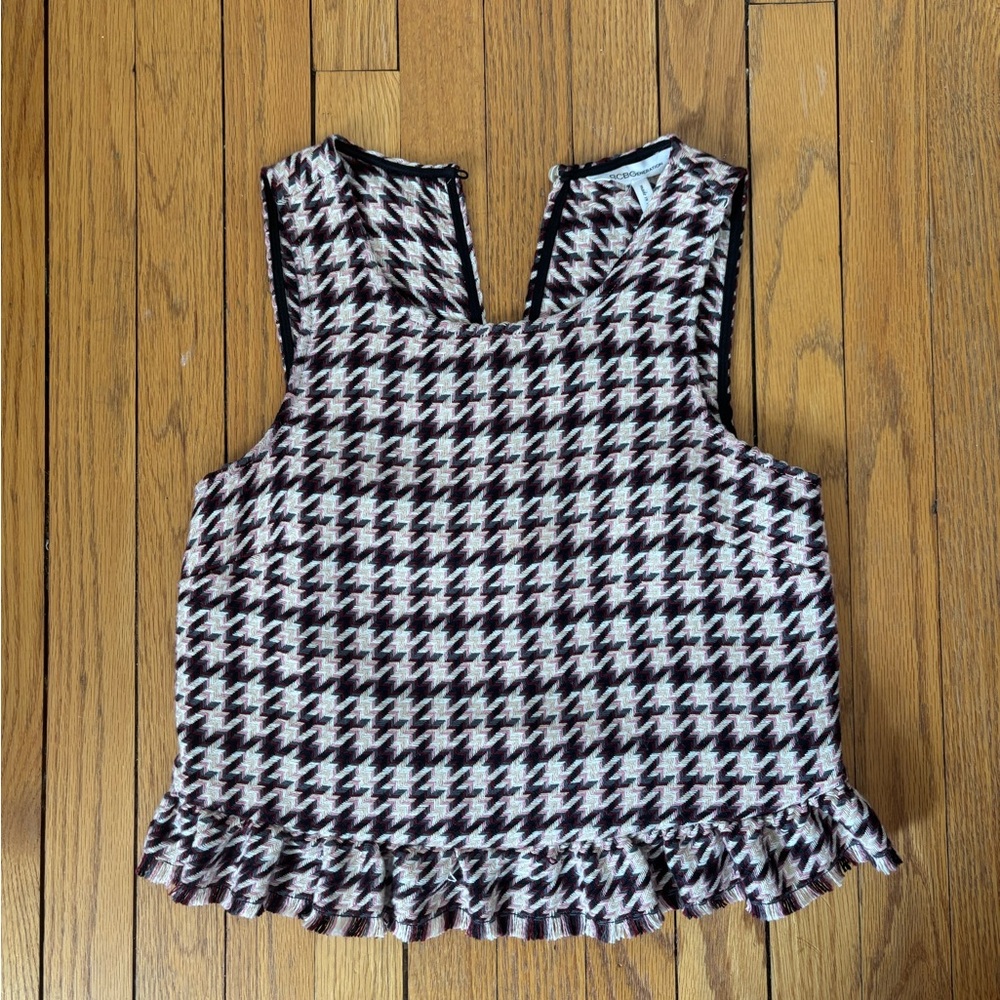 BCBGeneration Black and White Houndstooth Tank Top